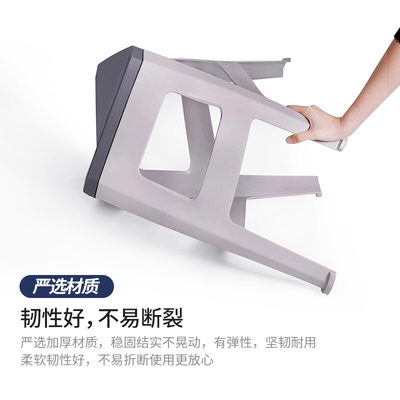 稳纳 凳子塑料凳子家用防滑板凳加厚方凳高凳大号凳子单只装 灰色塑料椅凳
