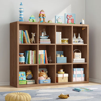 蔓斯菲尔（MSFE）简易书架置物架书架落地储物格子柜客厅实木色书本收纳矮书柜木质架